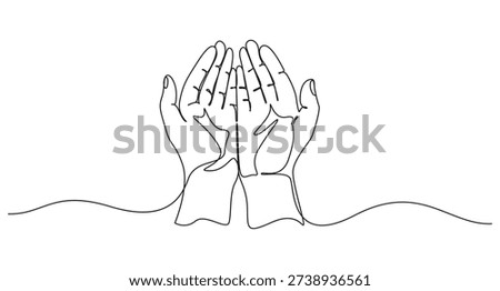 prayer hands continuous one line drawing vector illustration