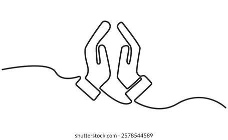 prayer hands continuous one-line drawing in Cultural Greeting vector