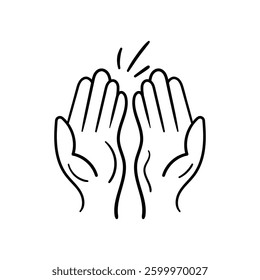 Prayer Hands doodle icon with white background vector stock illustration