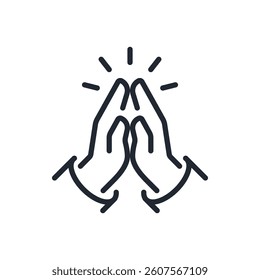 Prayer hands editable stroke outline icon isolated on white background flat vector illustration. Pixel perfect. 64 x 64.