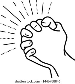 Prayer hands icon in outline style