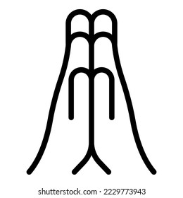 Prayer hands icon outline vector. City skyline. West landmark