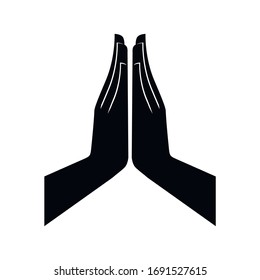 Prayer hands icon. Vector illustration. 