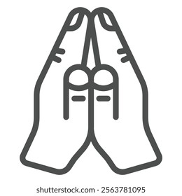 Prayer hands line icon, religion concept. Vector graphics. Hands together for praying sign on white background, outline style icon for mobile or web design