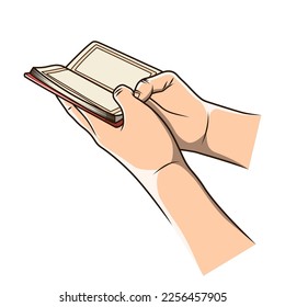 Prayer hands and Quran. Islamic Religious Vector illustration
