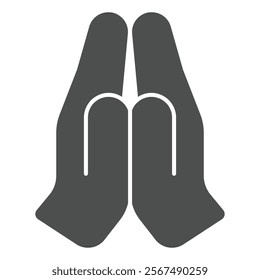 Prayer hands solid icon, easter holiday concept. Vector graphics. Praying man palms together sign on white background, glyph style icon for mobile or web design