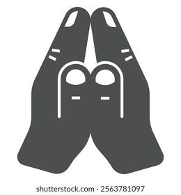 Prayer hands solid icon, religion concept. Vector graphics. Hands together for praying sign on white background, glyph style icon for mobile or web design