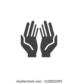 Prayer hands vector icon. filled flat sign for mobile concept and web design. Praying hand simple solid icon. Symbol, logo illustration. Pixel perfect vector graphics