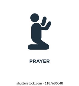 Prayer icon. Black filled vector illustration. Prayer symbol on white background. Can be used in web and mobile.