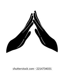 Prayer Icon. Hands praying silhouette. Vector illustration