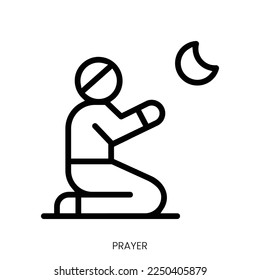 prayer icon. Line Art Style Design Isolated On White Background