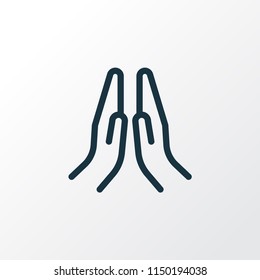 Prayer icon line symbol. Premium quality isolated praying hands element in trendy style.