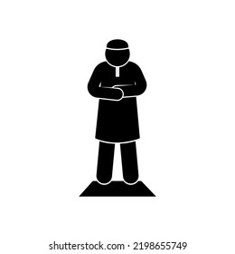 Prayer Icon. Muslim Worship Symbol. Shalat, One of Islamic Mandatory Worship. Applied for Info Graphics, Design Elements, Websites, Presentations, and Application - Vector.    