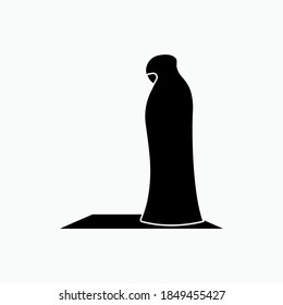 Prayer Icon. Muslimah Worship Symbol - Vector Logo Template.