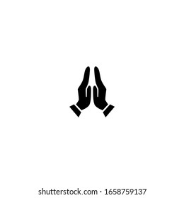 icono de oración. simple, plano, negro. las manos.