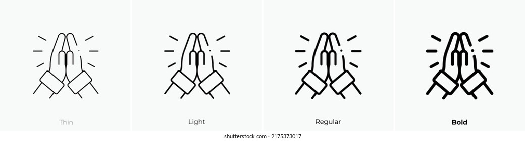prayer icon. Thin, Light Regular And Bold style design isolated on white background