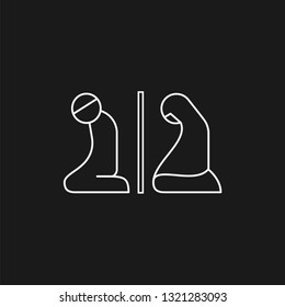 Prayer Icon within Black Background. Muslim Worship Symbol. Applied for Info Graphics, Design Elements, Websites, Presentations, and Application - Vector.