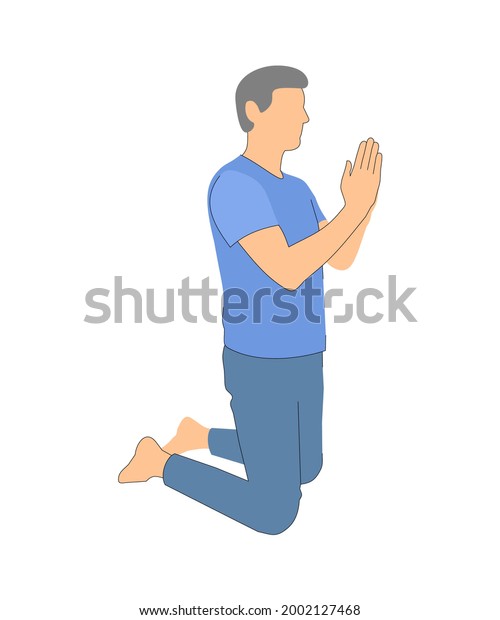 Prayer Kneeling Man Prays Illustration On Stock Vector (Royalty Free ...