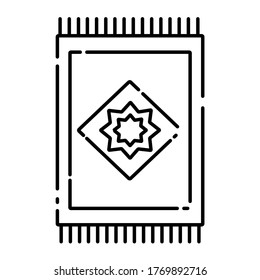 Prayer mat black line icon. Islamic Rug. Muslim Carpet. Arabic Pattern. Pictogram for web page, mobile app, promo. UI UX GUI design element. Editable stroke