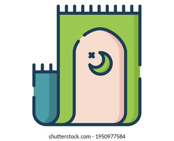 prayer mat carpet pray single isolated icon with flat dash or dashed style
