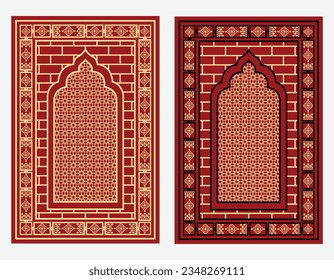 Prayer mat flat design mosque illustration