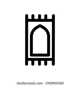 Icono de la alfombra de diseño de la alfombra ilustración vectorial.Icono de la alfombra rezando en estilo de diseño moderno. icono de alfombra rezando aislado en fondo blanco. símbolo sencillo y plano moderno del icono del vector de la alfombra de oración