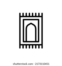Prayer Mat Icon. Line Art Style Design Isolated On White Background