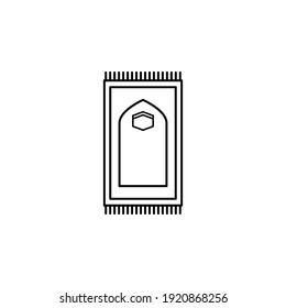 Prayer mat icon on white background. Traditional Islamic Background.