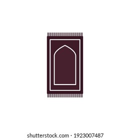 Prayer mat icon on white background. Traditional Islamic Background. Colorful ornamental vector design for rug, vector illustration