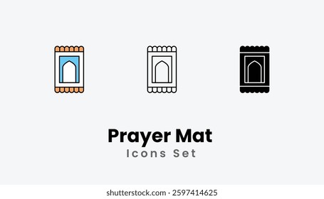 Prayer Mat Icons thin line and glyph vector icon stock illustration