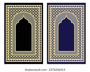 Prayer mat janamaz musallah salaat rug vector design set eps