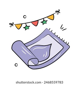 Prayer mat vector design in trendy doodle style, download for premium use