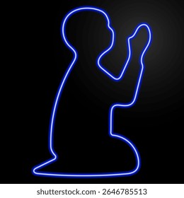 prayer neon sign, modern glowing banner design, colorful modern design trends on black background. Vector illustration.