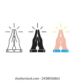 Prayer Or Please Hand Gesture Set Vector Design.
