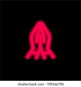 Prayer red glowing neon ui ux icon. Glowing sign logo vector