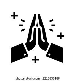 vectores de icono de glifo de religión de oración. signo de religión de oración. ilustración de símbolo aislado