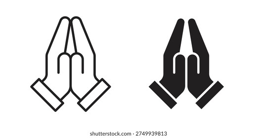 Prayer and Respect Icon in black solid style. linear symbol.