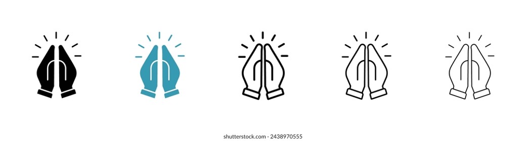 Prayer and Respect Icon. Namaste, Thank You Emoji. Folded Hands Sign for Gratitude.