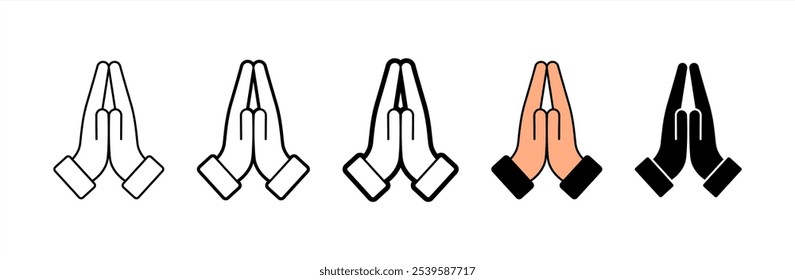 Prayer and Respect Icon. Namaste, Thank You Emoji. Folded Hands Sign for Gratitude. Vector illustration.