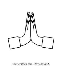 Prayer and Respect Icon. Namaste, Thank You Emoji. Folded Hands Sign for Gratitude. Vector icon