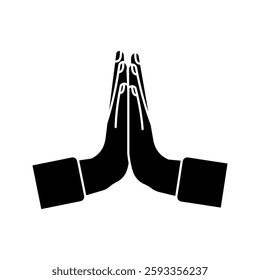 Prayer and Respect Icon. Namaste, Thank You Emoji. Folded Hands Sign for Gratitude. Vector icon