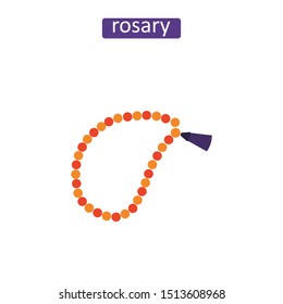 Prayer rosary icons set. Flat arabian beads sign for mobile application. Islam religion symbol. Eastern traditional culture vector illustration isolated on white background.