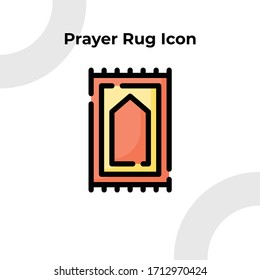 Prayer Rug Icon with Filled Outline Style, Muslim and Ramadan Theme, Vector Editable