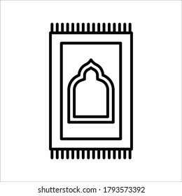 Prayer rug icon on white background. Traditional Islamic Background