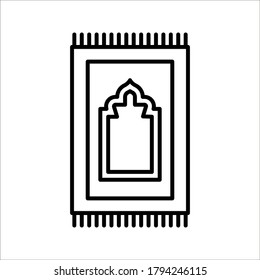 Prayer rug icon on white background. Traditional Islamic Background