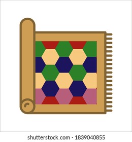 Prayer rug icon on white background. Traditional Islamic Background. color editable
