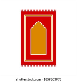 Prayer rug icon on white background. Traditional Islamic Background. Colorful ornamental vector design for rug, carpet. vector illustration