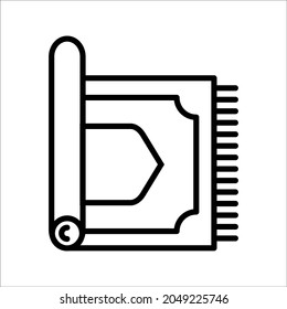 Prayer rug icon on white background. Traditional Islamic Background