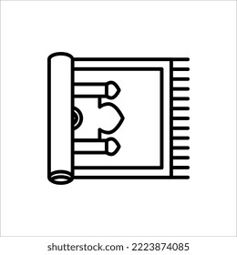 Prayer rug icon on white background. Traditional Islamic Background