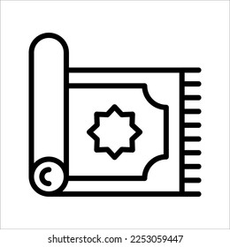 Prayer rug icon on white background. Traditional Islamic Background